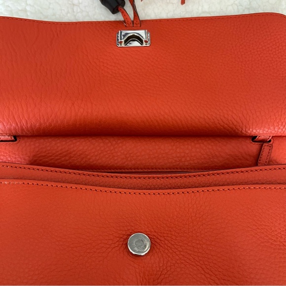 GUCCI Bamboo Daily Leather Flap Shoulder Bag- Orange - Picture 12 of 13